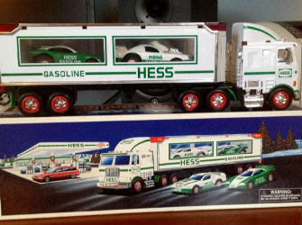 1997 Hess Toy Truck and Racers Hess Holiday Toys
